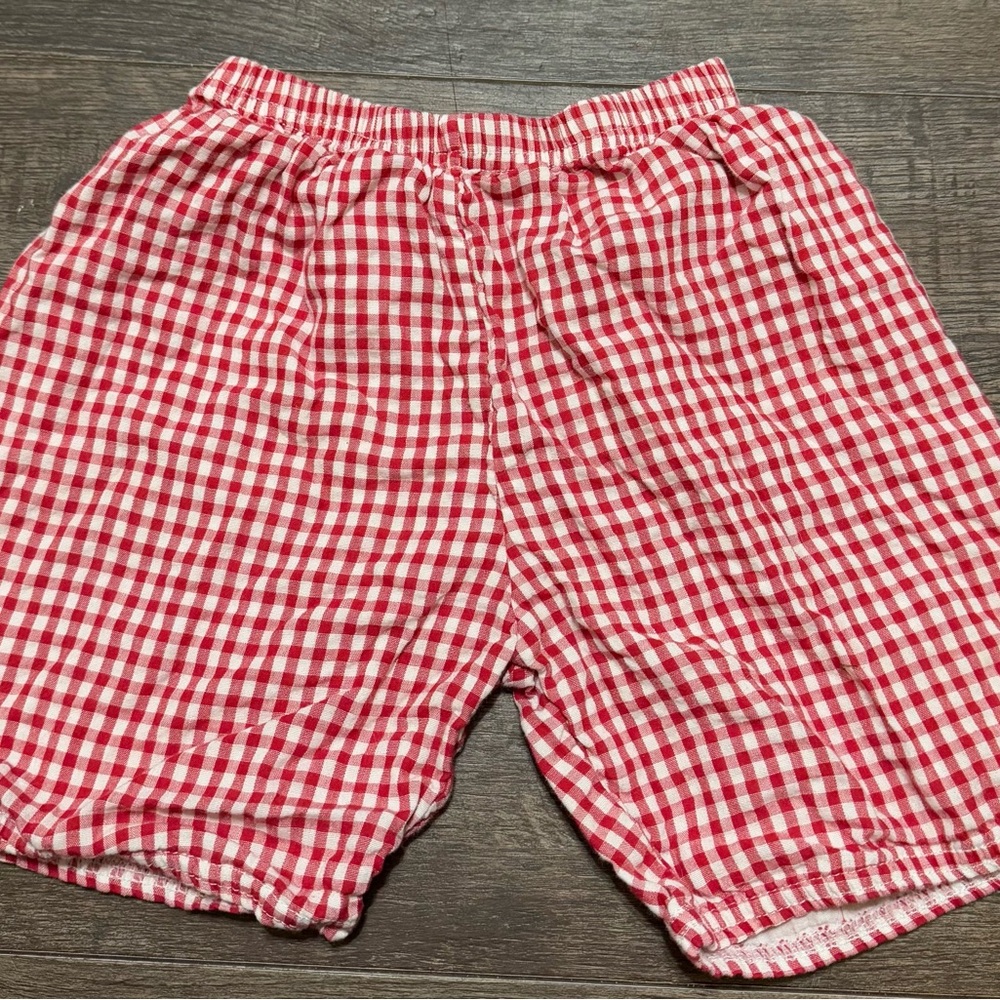 Boys size 6 lined Red and White Gingham Shorts